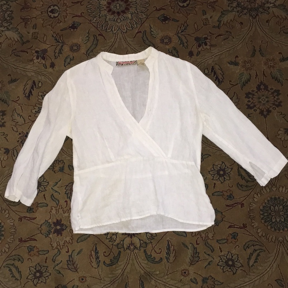 Linen (100%) White, 3/4 sleeve, size M